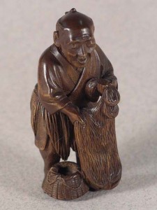 Netsuke, Kyokusai, wood, late C 19th, height 5.3cm tall, EA1996.20 