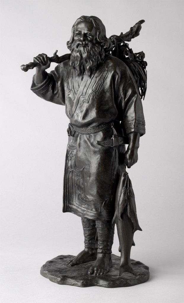 Figure of an Ainu fisherman, Numata Ichiga (Tokyo School), bronze, around 1900, height 48cm, EA2008.8